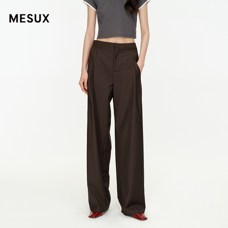 MESUX米岫25秋[乌木系列]含绵羊毛宽松直筒休闲西装长裤MNFUQ403