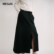 MESUX米岫通勤高腰开衩中长款 肌理毛绒保暖半身裙女MMWSS401