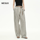 MESUX米岫25夏老钱亚麻风条纹阔腿休闲裤 明星同款 MNMUQ402