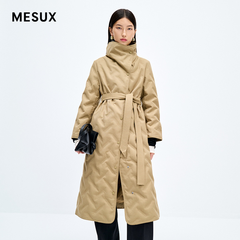 MESUX米岫90鹅绒机能风收腰多功能工装外壳长羽绒服MMWUL407