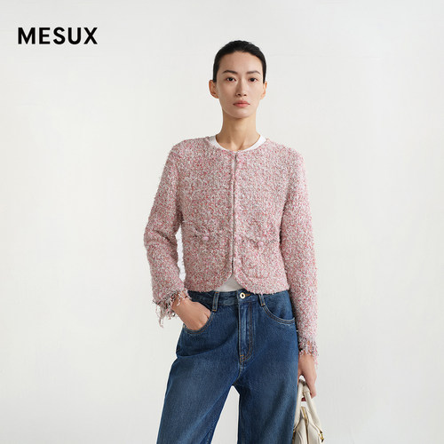 MESUX米岫意大利MisterJoe渐变肌理重工流苏圆领小香外套MOSUE514