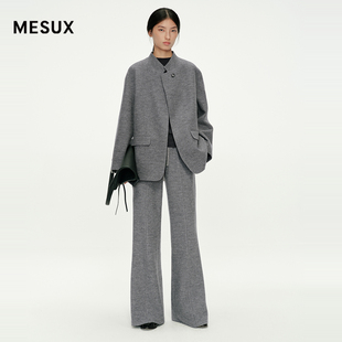 MESUX米岫25冬迪木尔风复古羊毛针织绒感喇叭抽绳休闲裤 MNWUQ408