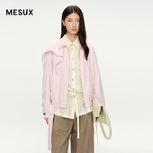 MESUX米岫25秋捏褶宽松落肩淡人穿搭外套可拆卸围巾上衣MNFUH604