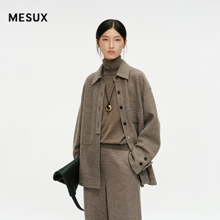 MESUX米岫25冬迪木尔风简约羊毛舒适翻领休闲衬衫 外套MNWUC405