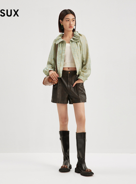 MESUX米岫新品女装【进口面料】立领抽褶提花外套MMFUH101