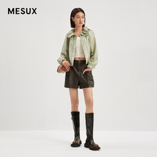 立领抽褶提花外套MMFUH101 进口面料 MESUX米岫新品 女装