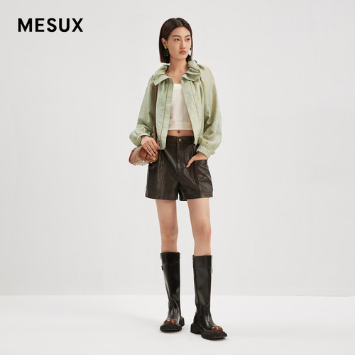 MESUX米岫新品女装【进口面料】立领抽褶提花外套MMFUH101