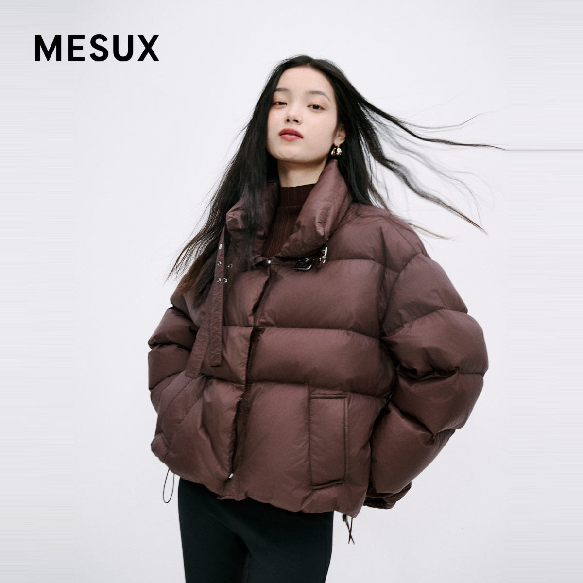 MESUX米岫新品白鸭绒蓬松轻盈短羽绒服面包服外套女MMWUL211