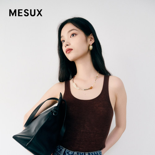 MESUX米岫新品女装绵羊毛吊带针织背心上衣MMWUE201