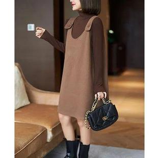 修身 女装 洋气显瘦两件套裙子 2024新款 高档加厚毛呢连衣裙秋冬季