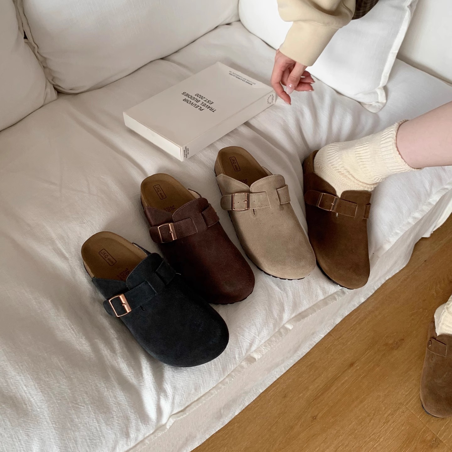 懒人一脚蹬勃肯鞋女包头半拖鞋