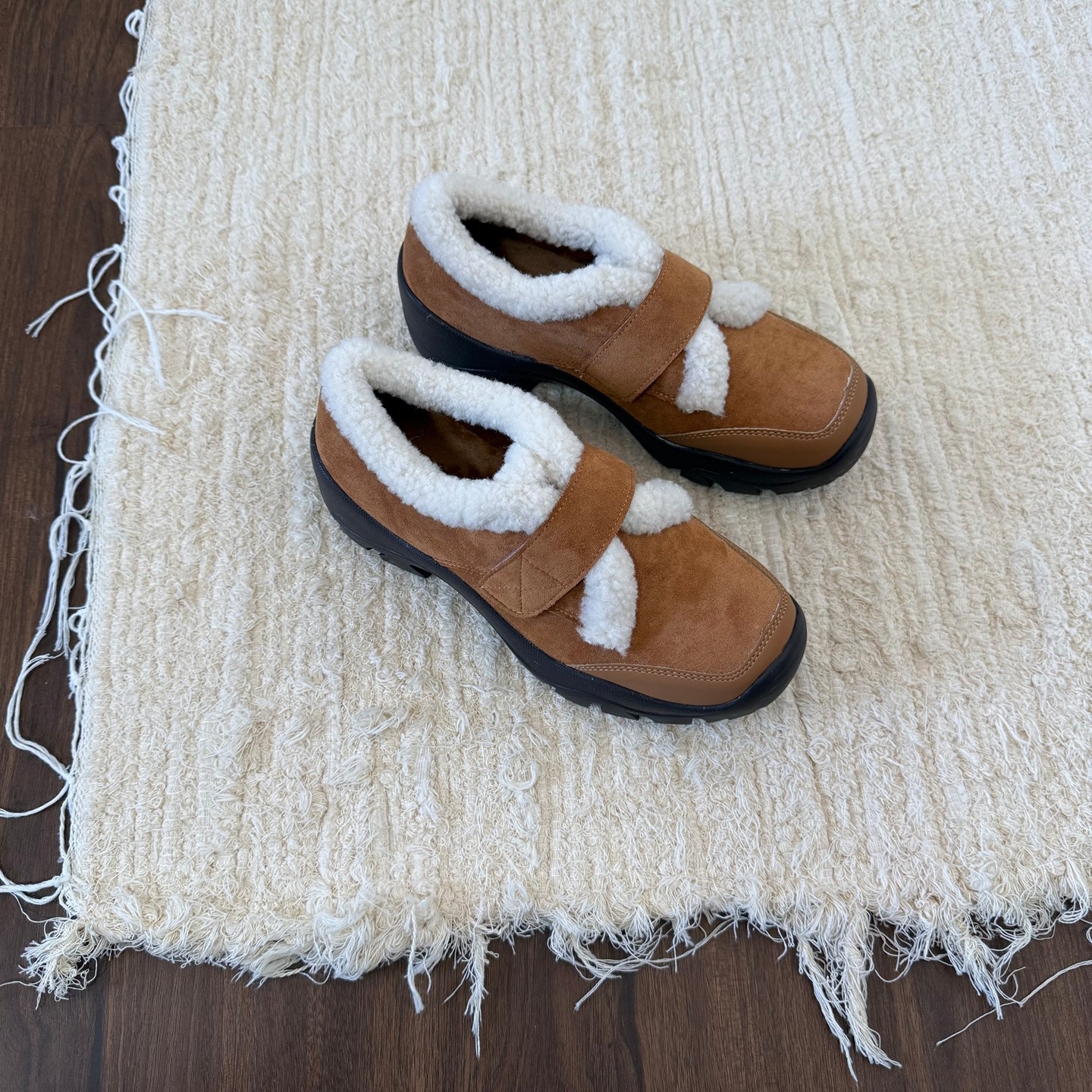 厚底乐福鞋女加绒毛毛鞋魔术贴增高保暖勃肯鞋棕色圆头棉鞋冬季,女鞋,勃肯鞋/软木鞋,淘宝优惠券,粉丝福利购,淘宝优惠卷