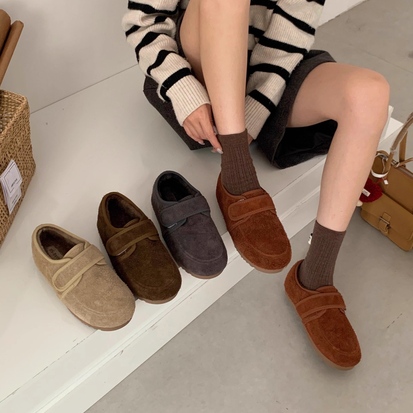 2025年冬季磨砂绒面一脚蹬懒人鞋