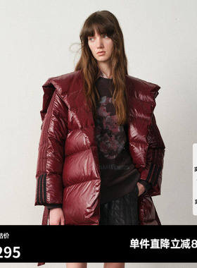 U/TI廓感亮面连帽羽绒服女零压保暖90白鸭绒外套尤缇2025冬季新款