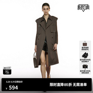 T军绿色长款 新款 风衣马夹女装 外套尤缇2025秋季 设计感通勤无袖