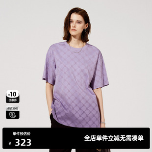 新款 上衣尤缇2025夏季 TI渐变满印植绒T恤女 百搭棉质莫代尔短袖