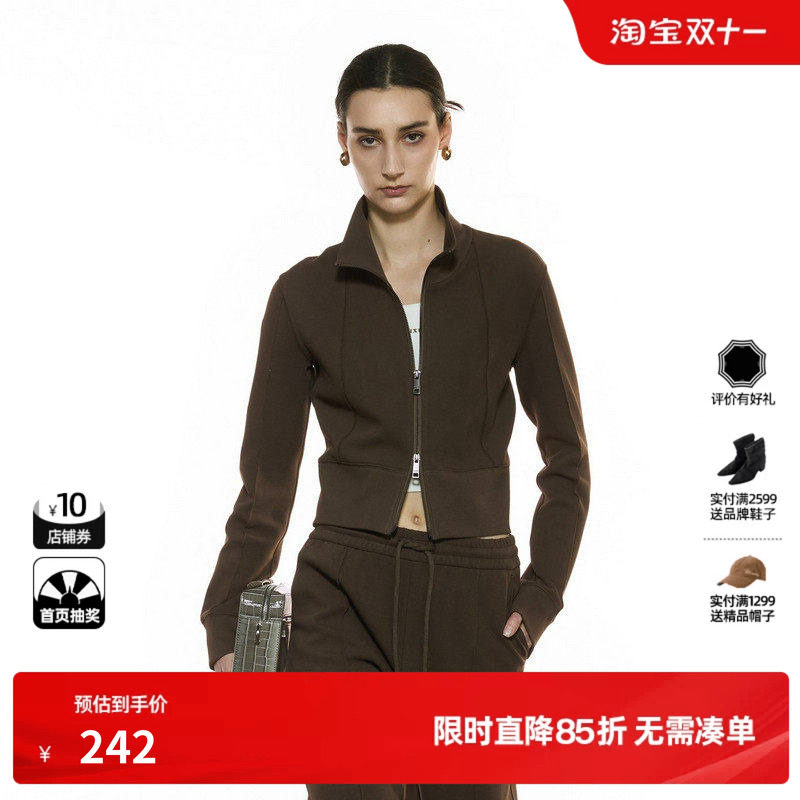 U/TI运动风正肩外套女棉感简约短款罗纹卫衣上衣尤缇2025秋季新款