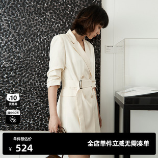 TI联名款 裙女高级感通勤简约连衣裙尤缇时尚 光泽感西装 秋季 新款