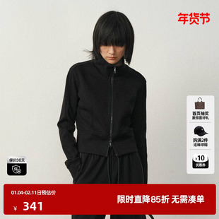 U/TI双拉链加绒短外套女简约显瘦运动风棉质上衣尤缇2025冬季新款