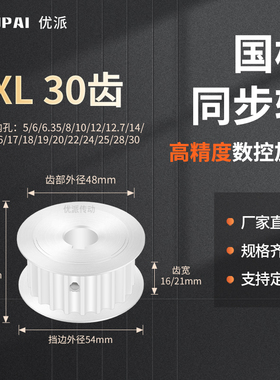 同步带轮XL30齿AF型齿宽16/21内孔4 5 6 6.35 8 1012机械型同步轮