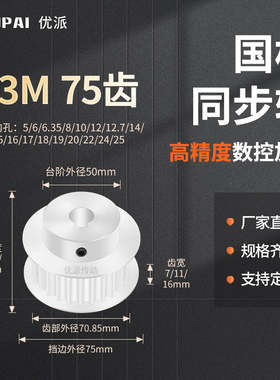 同步带轮S3M75齿BF型HTD齿宽7/11/16内孔68101214156机械型同步轮