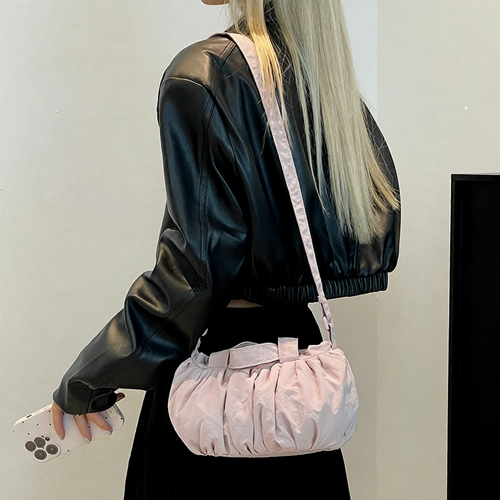 Colorful Fox日韩新款女士褶皱休闲百搭轻便云朵包手提单肩斜挎包