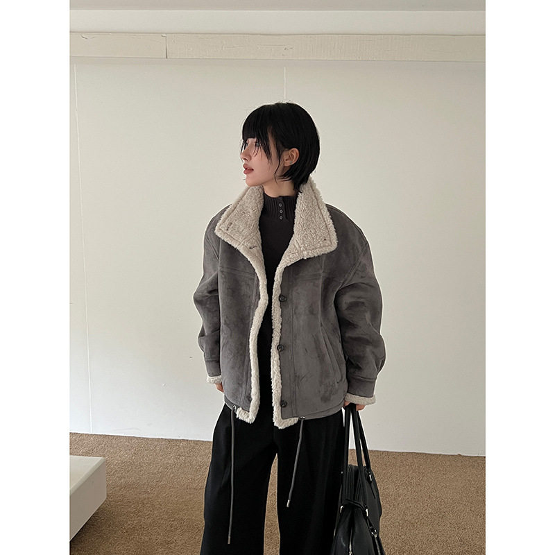 MMC鹿皮绒外套女冬季新款加绒短外套