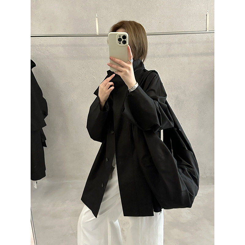 MMC立领风衣外套女十三行2026春季新款宽松小个子中长款 配送包包,女装/女士精品,风衣,淘宝优惠券,粉丝福利购,淘宝优惠卷
