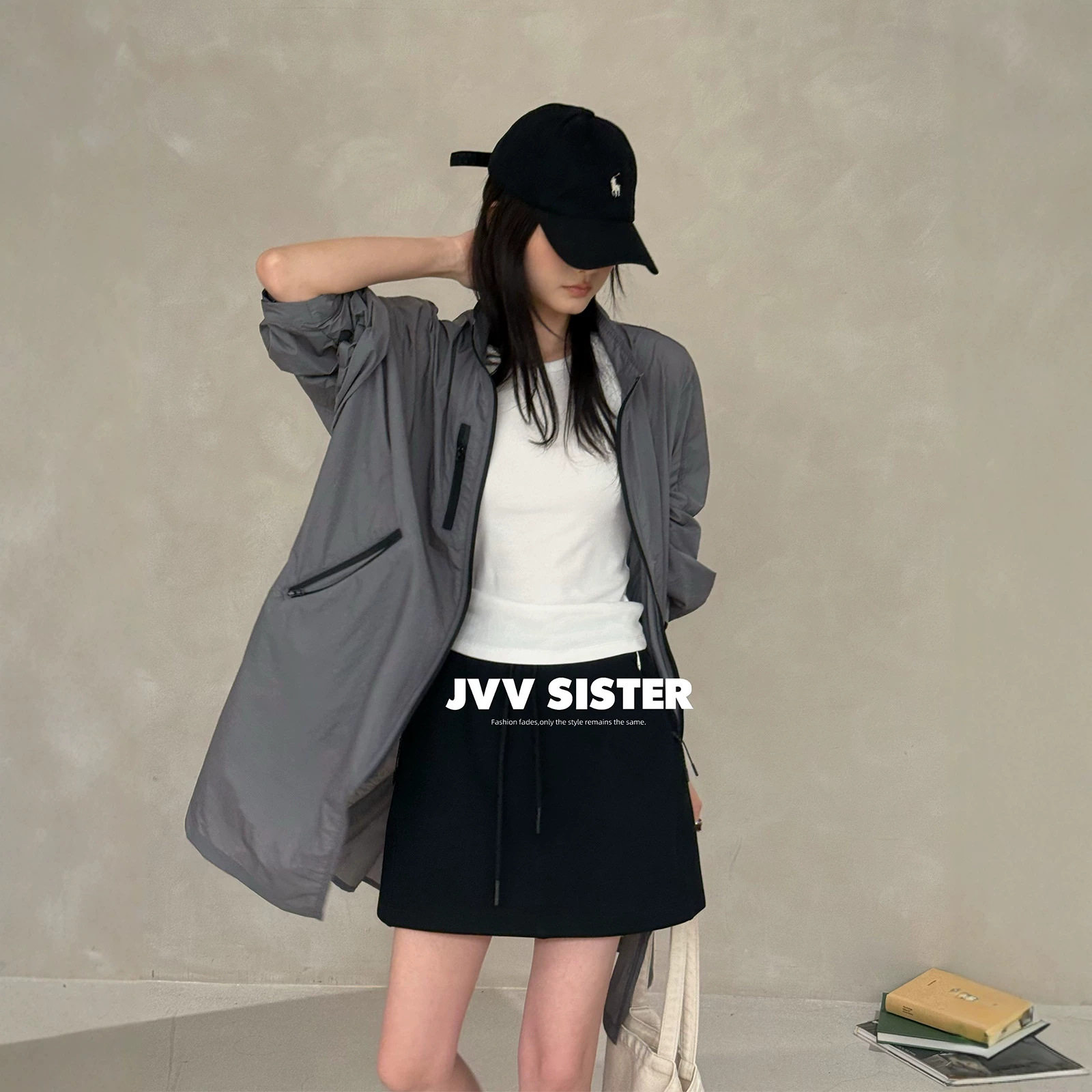 JVV十三行2026夏季新款轻量户外防晒中长款风衣休闲外套女潮72301
