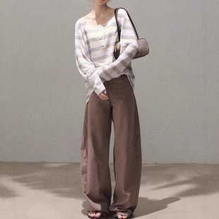 宽松显瘦上衣 OAKMO Basic 夏季 莱赛尔亲肤冰感条纹POLO毛针织衫