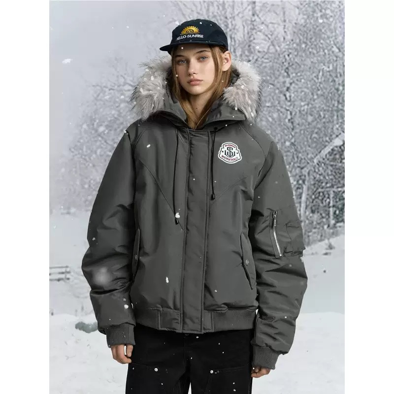 黄子弘凡同款NICEBAD原WORKSOUT连帽毛领派克羽绒棉服复古保暖