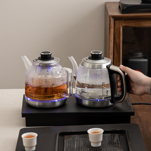 底部双上水玻璃耐高温电茶炉高端全自动整套蒸茶壶茶台烧水壶配件