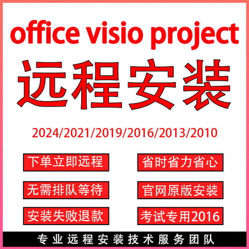 office软件word excel ppt visio project远程安装调试办公软件