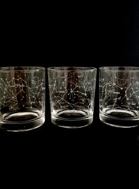 十二星座高颜值星星空玻璃杯 耐热直筒水杯空夜空牛奶杯啤酒杯