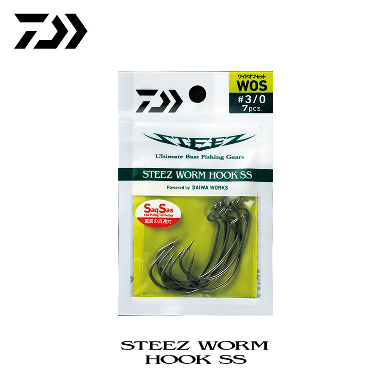 DAIWA达亿瓦 STEEZ WORM HOOK 有倒刺路亚鱼钩单钩软虫曲柄钩钓钩 户外/登山/野营/旅行用品 鱼钩 原图主图