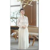 SHIBAI拾白新中式 连衣裙秋冬高端精针织改良旗袍