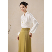 林深时见鹿 新中式 2025秋款 SHIBAI拾白 慵懒日常国风提花衬衫 上衣