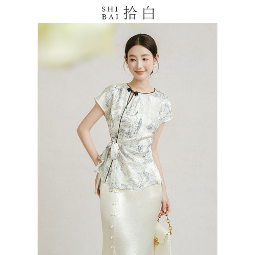 拾白新中式短袖上衣夏国风女装