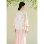 外套蕾丝拼接重工刺绣上衣醋酸套装 新中式 裙 桃夭灼华 SHIBAI拾白