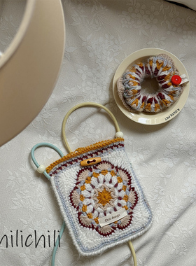 CHILI 原创小众设计手工钩织创意秋冬羊毛祖母格斜挎手机材料包