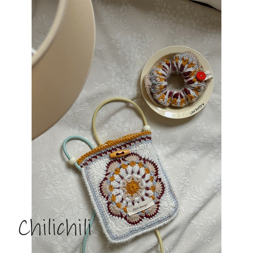 CHILI秋冬羊毛祖母格钩织包发圈