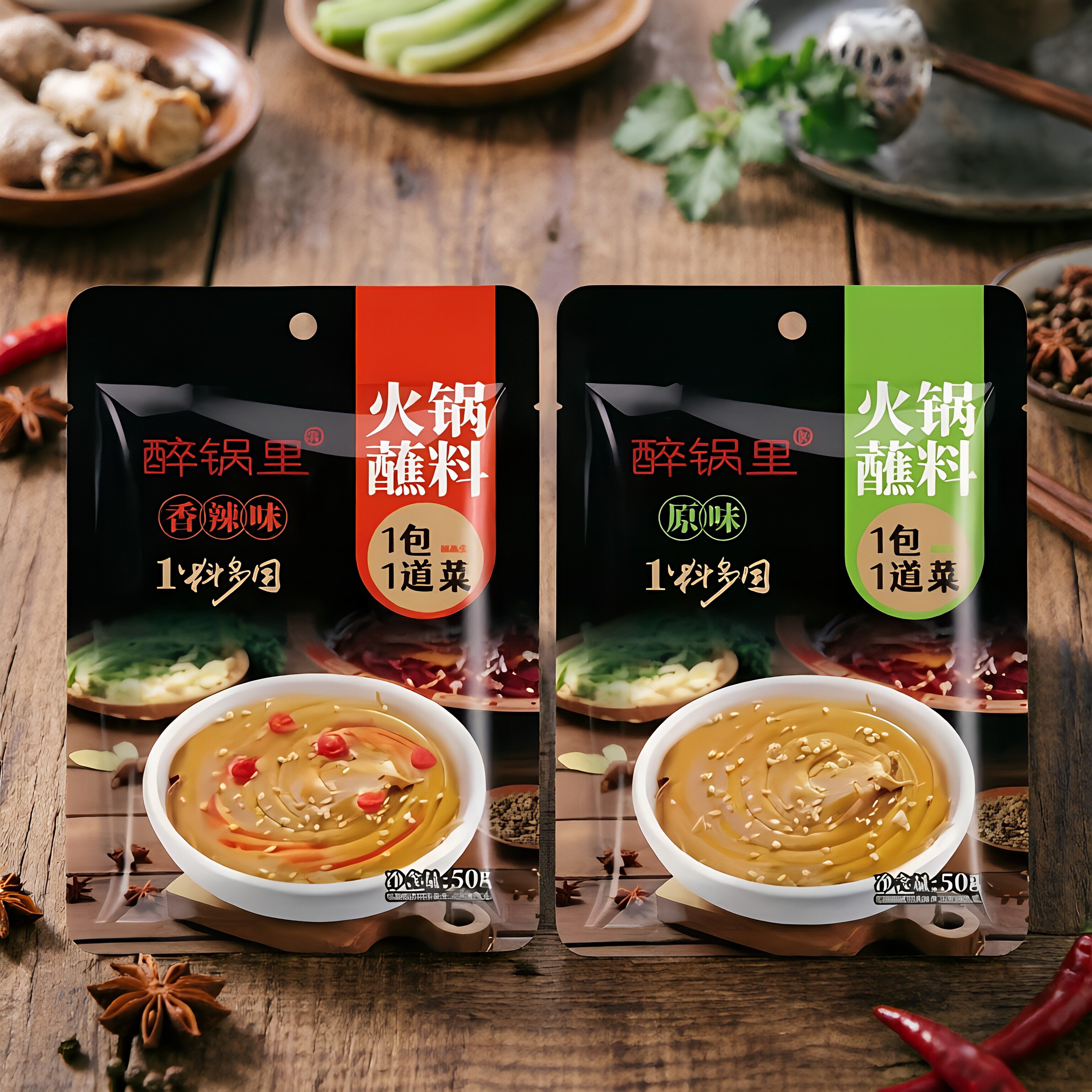醉锅里家用芝麻香辣酱料干碟蘸酱花生麻酱沾料调料底料火锅蘸料