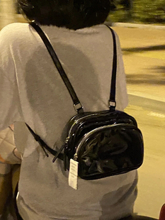 JENNIE同款 少女可爱迷你小背包休闲百搭黑色双肩包 包包女2024新款