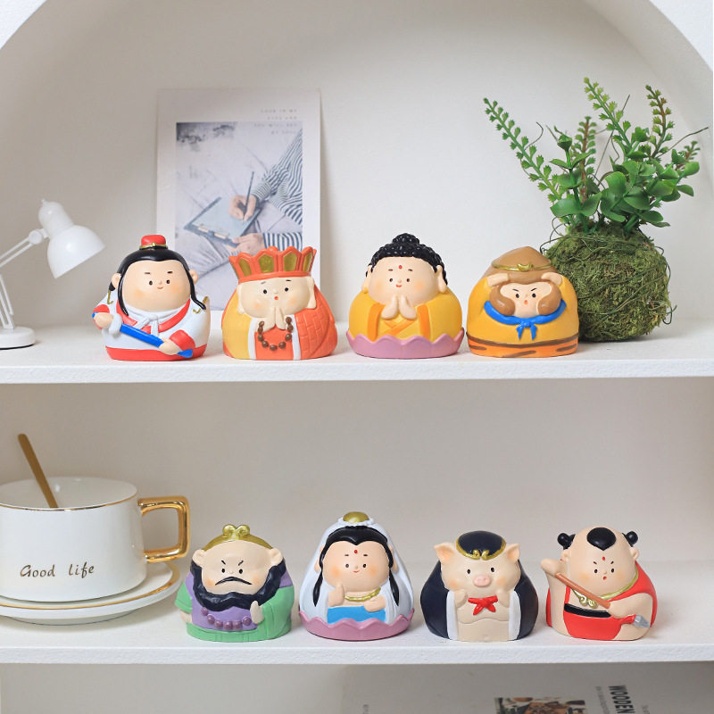 国潮西游记孙悟空树脂桌面茶宠摆件创意卡通可爱q版西游手办公仔