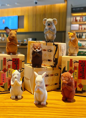 创意萌宠佛系合掌工位桌面装饰品