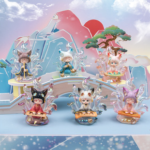 新款上古智慧仙盲盒潮玩九尾狐摆件公仔卧室床头装饰礼品盲盒礼物