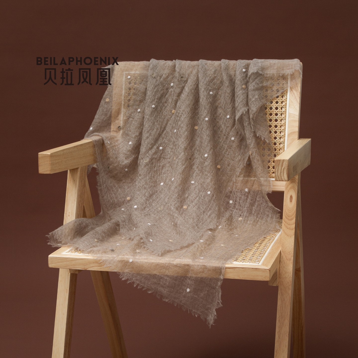 贝拉凤凰纯山羊绒围巾女薄款波点披肩两用防晒空调房搭肩高级