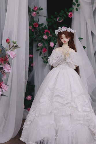 半倾城手作bjd娃衣材料包3分4分婚纱 月落星河 含纸样教程