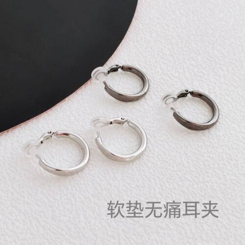 法式宽边无痛耳夹章若楠同款小耳圈圆圈耳环女百搭耳钉简约无耳洞