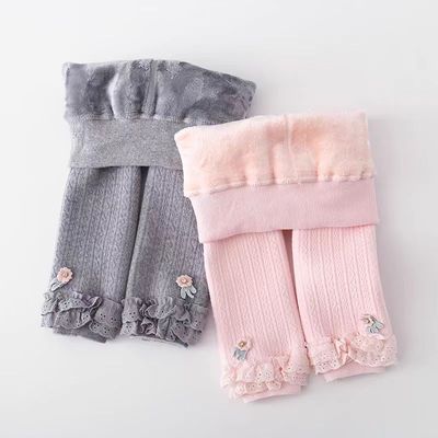 女童打底裤秋冬季加绒加厚款保暖外穿女宝宝九分儿童连裤袜一体绒